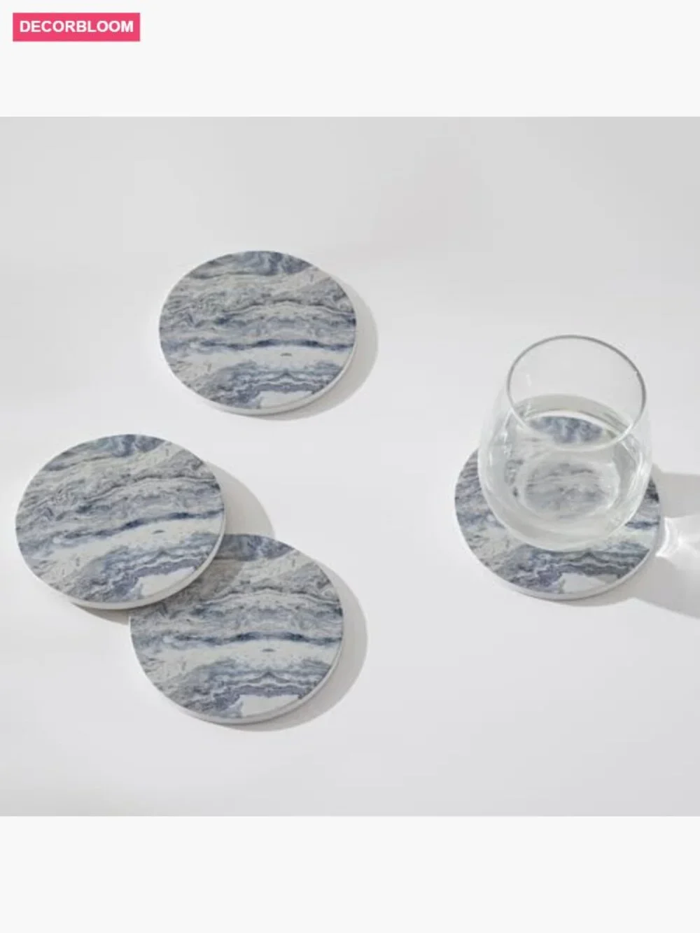Set of 6 Absorbent Coasters with Holder - Ceramic Drink Coasters